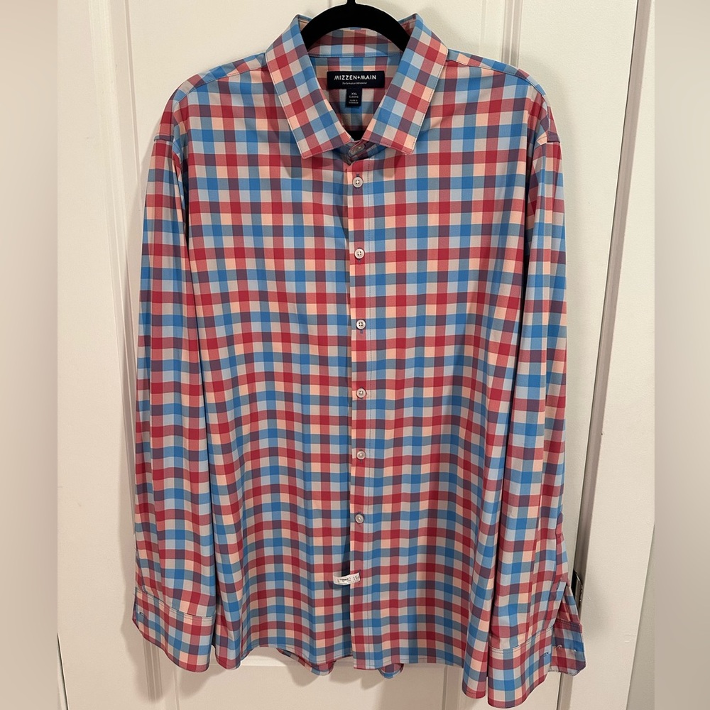 MIZZEN + MAIN | LEEWARD DRESS SHIRT | RED BLUE MULTI LARGE CHECK - XXL